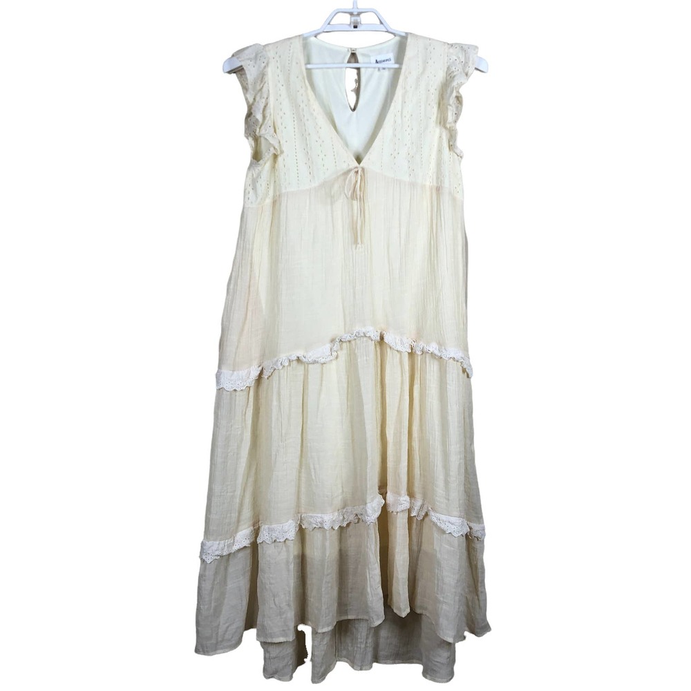 &Merci Womens Ivory Cottagecore Prairie Dress Womens Large